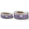 Purple Gingham & Stripe Ceramic Dog Bowls - Size Comparison