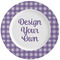 Purple Gingham & Stripe Ceramic Plate w/Rim