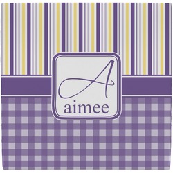 Purple Gingham & Stripe Ceramic Tile Hot Pad (Personalized)