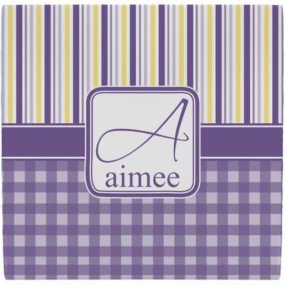 Purple Gingham & Stripe Ceramic Tile Hot Pad (Personalized)