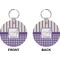 Purple Gingham & Stripe Circle Keychain (Front + Back)