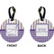 Purple Gingham & Stripe Circle Luggage Tag (Front + Back)