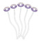 Purple Gingham & Stripe Clear Plastic 7" Stir Stick - Oval - Fan