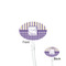 Purple Gingham & Stripe Clear Plastic 7" Stir Stick - Oval - Front & Back