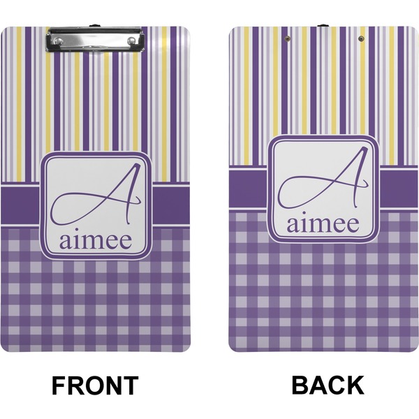 Purple Gingham & Stripe Clipboard (Legal) (Front + Back)