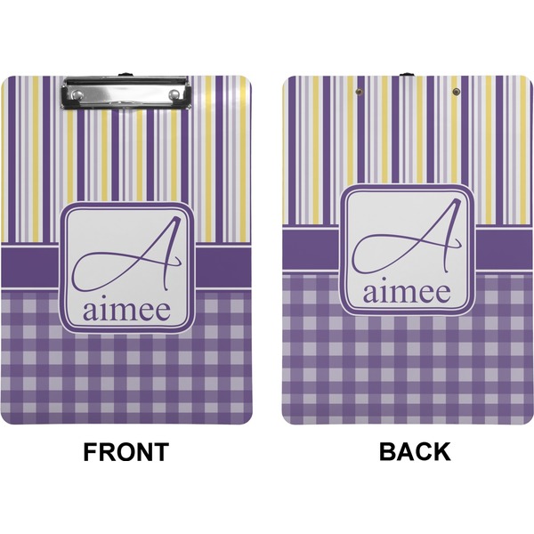 Purple Gingham & Stripe Clipboard (Letter) (Front + Back)