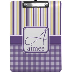 Purple Gingham & Stripe Clipboard (Personalized)