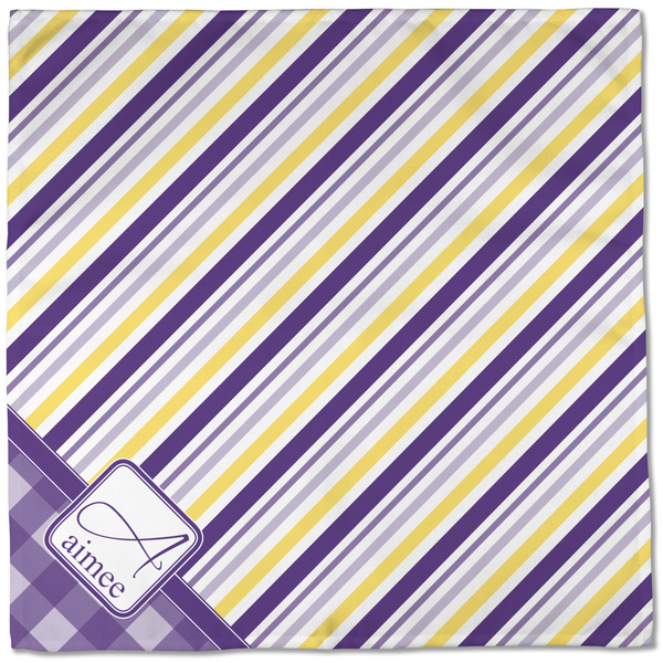 Purple Gingham & Stripe Cloth Napkins - Personalized Dinner (Full Open)