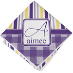 Purple Gingham & Stripe Cloth Napkin w/ Name and Initial