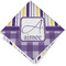 Purple Gingham & Stripe Cloth Cocktail Napkin - Single w/ Name and Initial