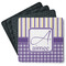 Purple Gingham & Stripe Square Rubber Backed Coasters - Set of 4 (Personalized)