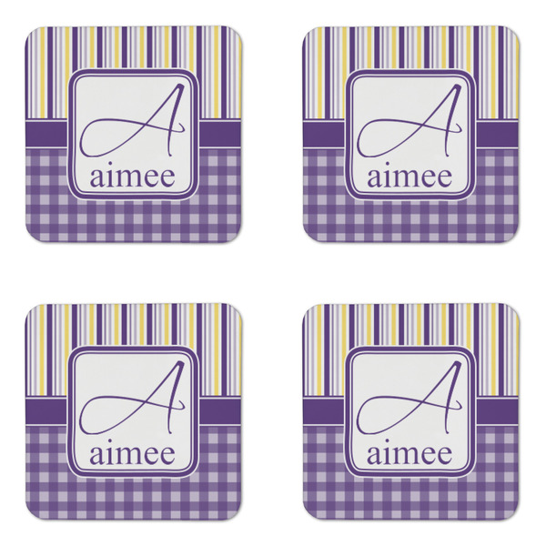 Purple Gingham & Stripe Coaster Set - APPROVAL