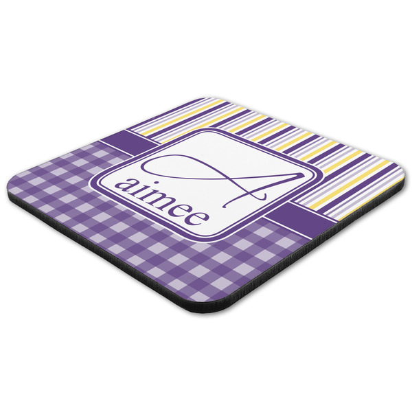Purple Gingham & Stripe Coaster Set - FLAT (one)