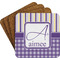 Purple Gingham & Stripe Coaster Set (Personalized)