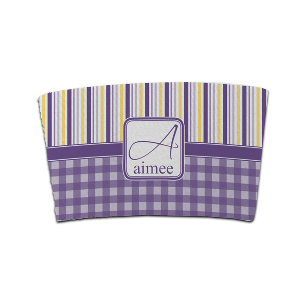 Custom Purple Gingham & Stripe Coffee Cup Sleeve (Personalized)