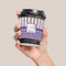 Purple Gingham & Stripe Coffee Cup Sleeve - LIFESTYLE
