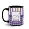 Purple Gingham & Stripe Coffee Mug - 11 oz - Black