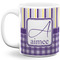 Purple Gingham & Stripe Coffee Mug - 11 oz - Full- White