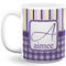 Purple Gingham & Stripe 11 Oz Coffee Mug - White (Personalized)