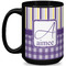 Purple Gingham & Stripe Coffee Mug - 15 oz - Black Full