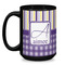 Purple Gingham & Stripe Coffee Mug - 15 oz - Black