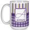Purple Gingham & Stripe Coffee Mug - 15 oz - White Full
