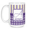 Purple Gingham & Stripe Coffee Mug - 15 oz - White