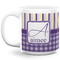 Purple Gingham & Stripe 20 Oz Coffee Mug - White (Personalized)