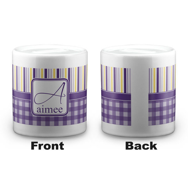 Purple Gingham & Stripe Coin Bank - Apvl