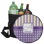 Purple Gingham & Stripe Collapsible Cooler & Seat (Personalized)