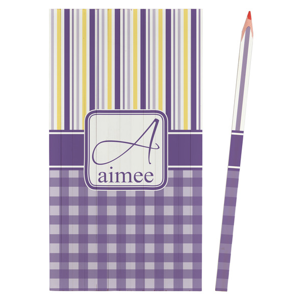 Purple Gingham & Stripe Colored Pencils - Front View