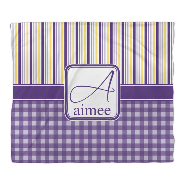 Purple Gingham & Stripe Comforter - King - Front