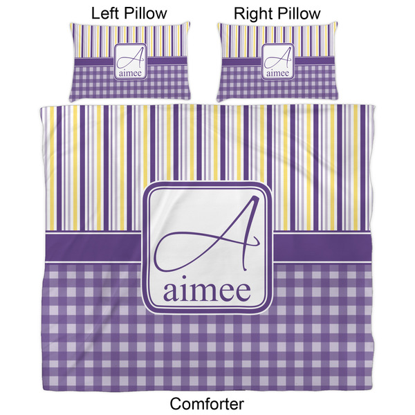 Purple Gingham & Stripe Comforter Set - King - Approval