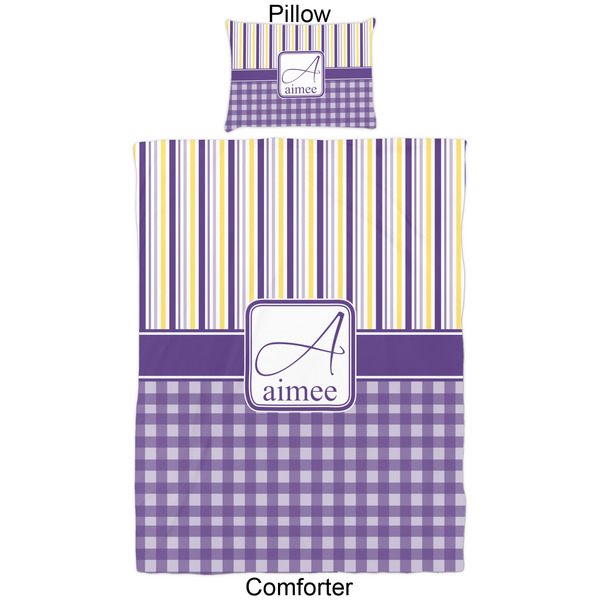 Purple Gingham & Stripe Comforter Set - Twin - Approval