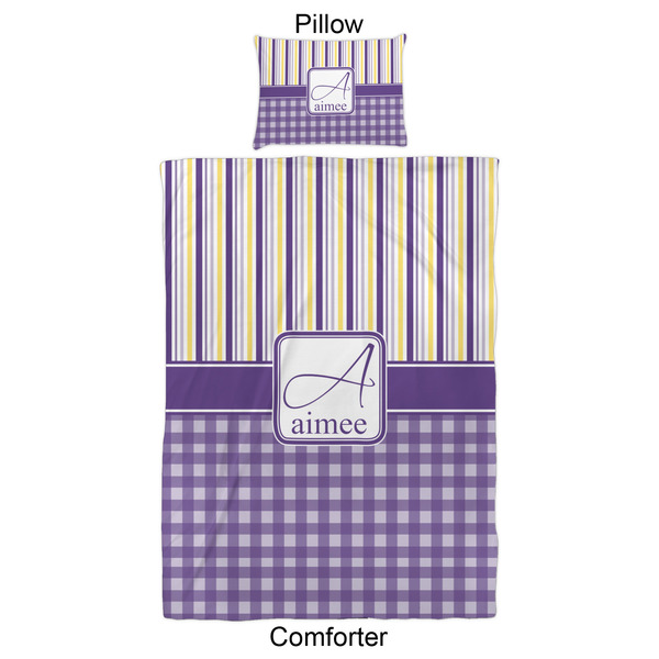 Purple Gingham & Stripe Comforter Set - Twin XL - Approval