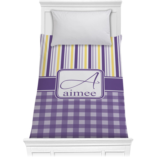 Purple Gingham & Stripe Comforter (Twin)