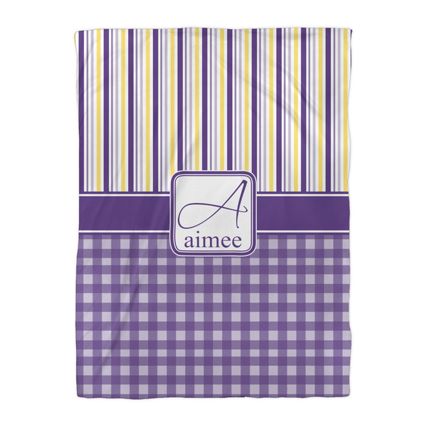 Purple Gingham & Stripe Comforter - Twin XL - Front