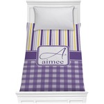 Purple Gingham & Stripe Comforter - Twin (Personalized)