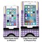 Purple Gingham & Stripe Compare Phone Stand Sizes - with iPhones