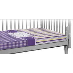 Purple Gingham & Stripe Crib Fitted Sheet (Personalized)