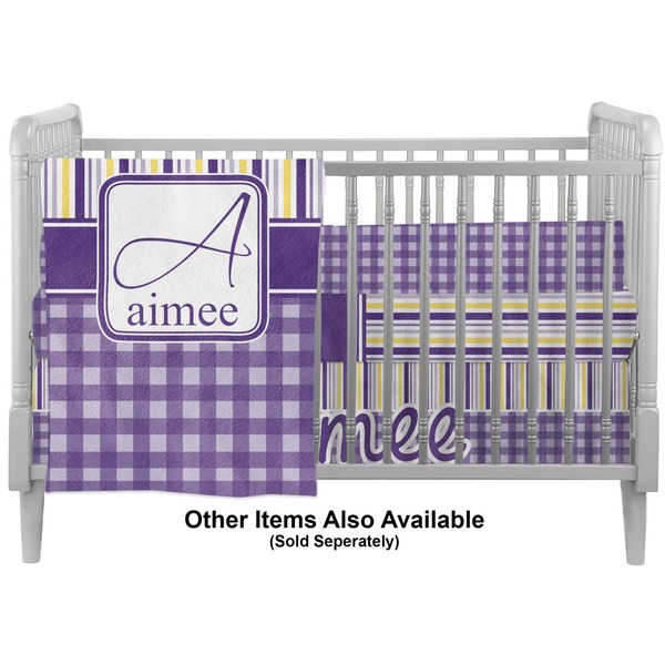 Purple Gingham & Stripe Crib - Profile Sold Seperately