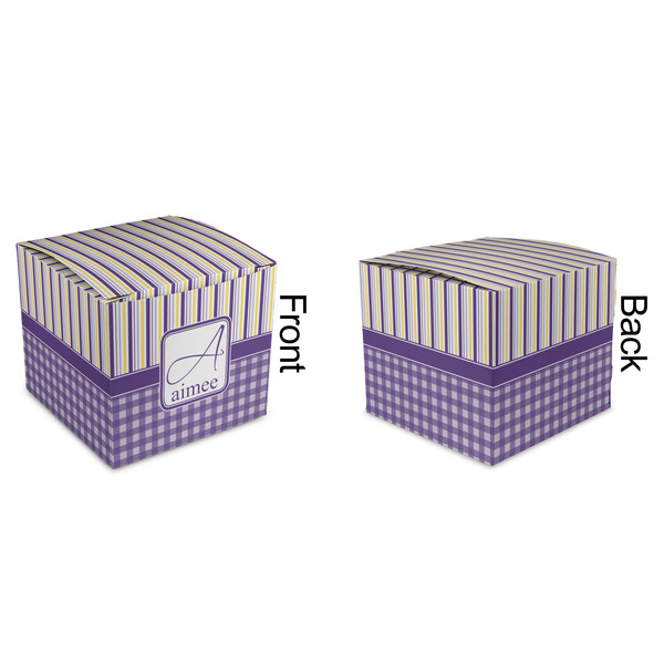 Purple Gingham & Stripe Cubic Gift Box - Approval