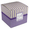 Purple Gingham & Stripe Cube Favor Gift Box - Front/Main