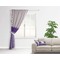 Purple Gingham & Stripe Curtain With Window and Rod - in Room Matching Pillow