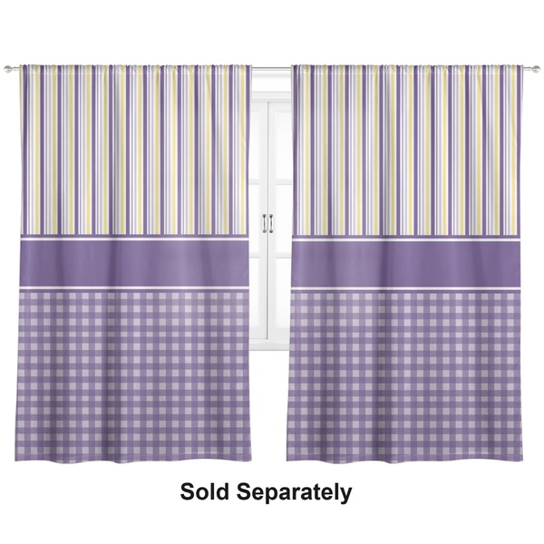 Purple Gingham & Stripe Curtains