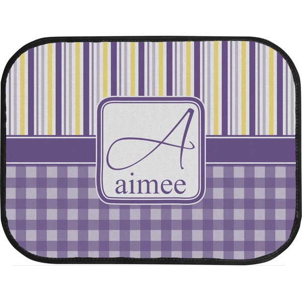 Purple Gingham & Stripe Custom Car Floor Mats (Back Seat)