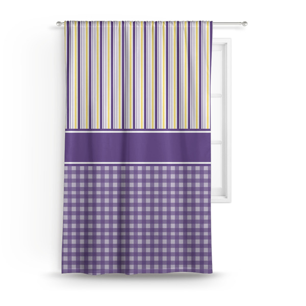 Custom Purple Gingham & Stripe Curtain Panel - Custom Size