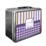 Purple Gingham & Stripe Lunch Box (Personalized)