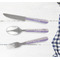 Purple Gingham & Stripe Cutlery Set - w/ PLATE