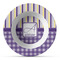 Purple Gingham & Stripe Plastic Bowl - Microwave Safe - Composite Polymer (Personalized)